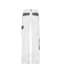 Boston Women 200669 tweekleurige werkbroek met kniezakken voor dames - wit-cementgrijs