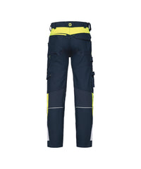 Canton 201126 werkbroek met stretch en kniezakken (PESCO41) - Nachtblauw/Fluogeel