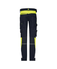 Canton Women 201136 werkbroek met stretch en kniezakken voor dames - Nachtblauw/Fluogeel