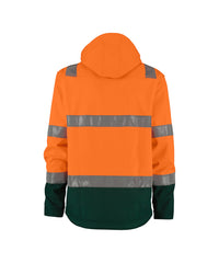 Malaga 300329 hogezichtbaarheidssoftshelljas - Fluo-oranje/Flessengroen