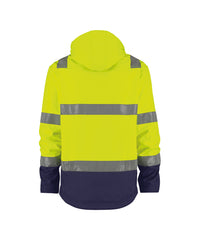Malaga 300329 hogezichtbaarheidssoftshelljas - Fluogeel/Marineblauw