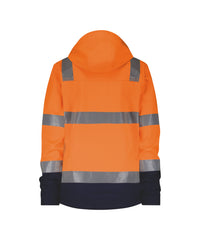 Malaga Women 300466 hogezichtbaarheidssoftshelljas voor dames - Fluo-oranje/Marineblauw