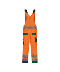 Malmedy 400156 hogezichtbaarheidsbretelbroek met kniezakken - Fluo-oranje/Flessengroen