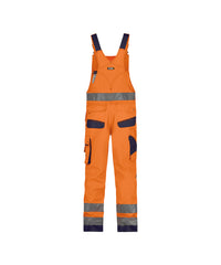 Malmedy 400156 hogezichtbaarheidsbretelbroek met kniezakken - Fluo-oranje/Marineblauw
