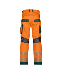 Odessa 200984 zomer hogezichtbaarheidsbroek met kniezakken - Fluo-oranje/Flessengroen