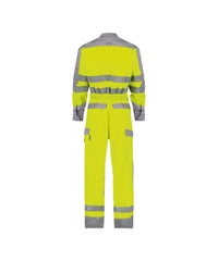 Spencer 100380 multinorm hogezichtbaarheidsoverall met kniezakken - Fluogeel/Grafietgrijs