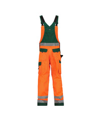 Toulouse 400127 hogezichtbaarheidsbretelbroek met kniezakken - Fluo-oranje/Flessengroen