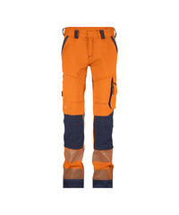 Aruba Women 201081 stretch hogezichtbaarheidsbroek met kniezakken voor dames - Fluo-oranje/Marineblauw