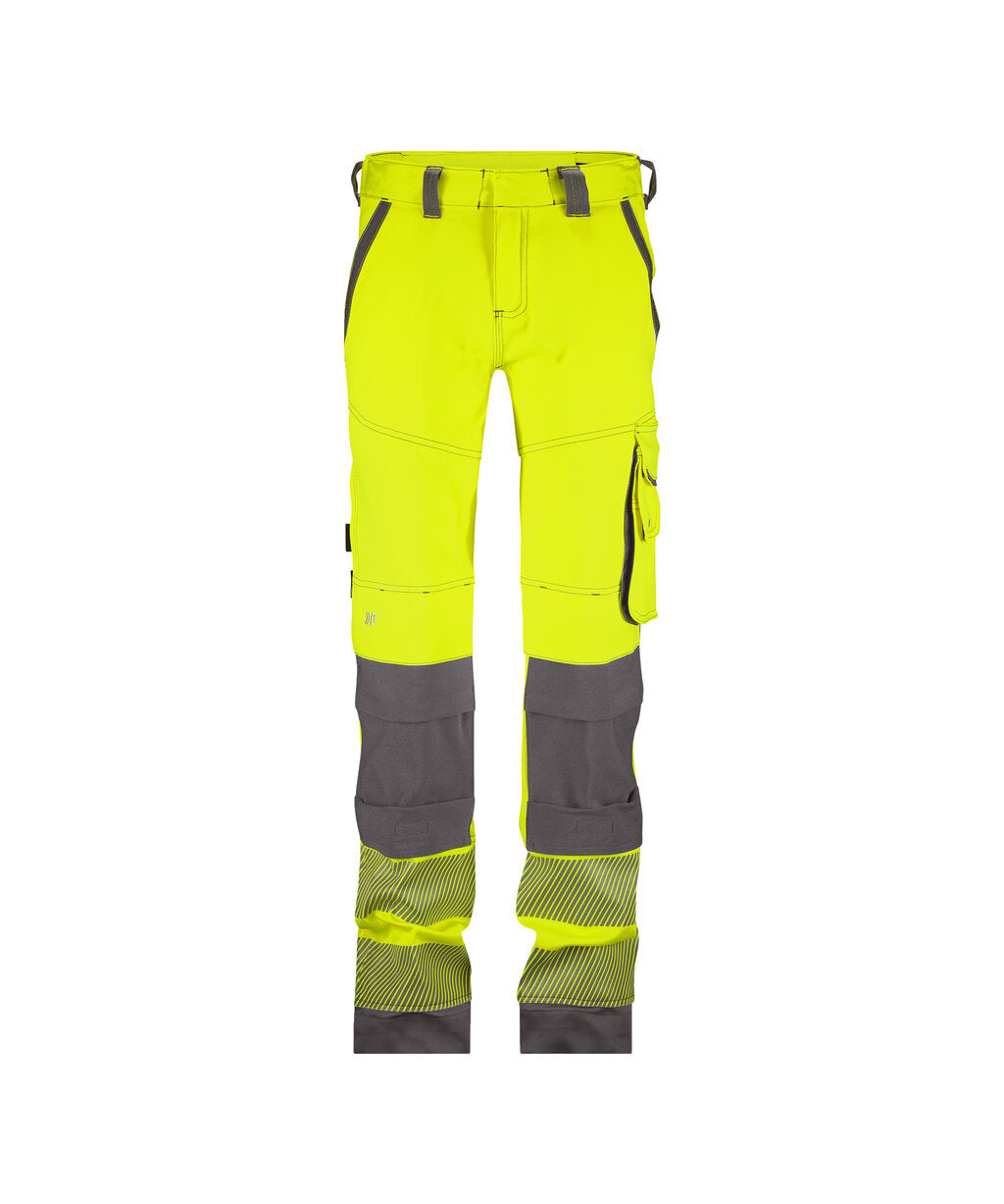 Aruba Women 201081 stretch hogezichtbaarheidsbroek met kniezakken voor dames - Fluogeel/Cementgrijs