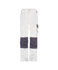 Boston Women 200669 tweekleurige werkbroek met kniezakken voor dames - wit-cementgrijs