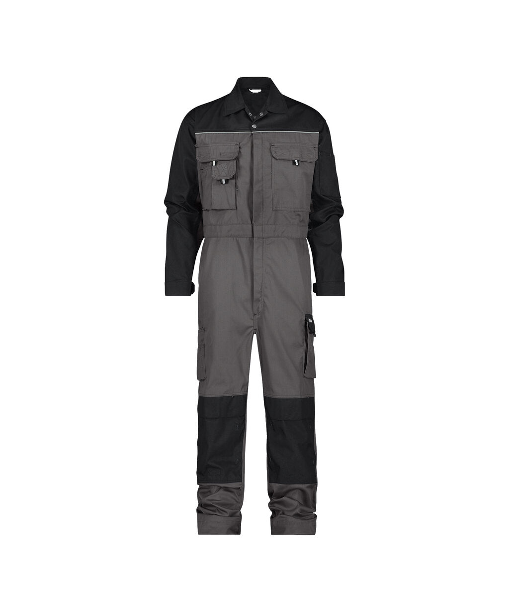 Cannes 100286 tweekleurige overall met kniezakken - Cementgrijs/Zwart