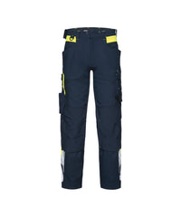 Canton 201126 werkbroek met stretch en kniezakken (PESCO41) - Nachtblauw/Fluogeel