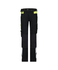 Canton Women 201136 werkbroek met stretch en kniezakken voor dames - Zwart/Fluogeel