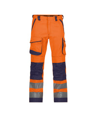 Chicago 200807 hogezichtbaarheidsbroek met kniezakken - Fluo-oranje/Marineblauw