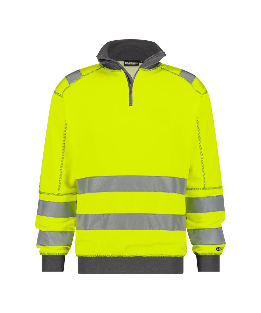 Denver 300376 hogezichtbaarheidssweater - Fluogeel/Cementgrijs