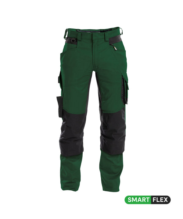 Dynax 200980 werkbroek met stretch en kniezakken - Flessengroen/Zwart