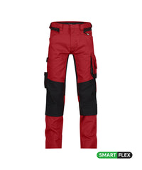 Dynax 200980 werkbroek met stretch en kniezakken - Rood/Zwart
