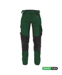 Dynax Women 201001 werkbroek met stretch en kniezakken voor dames - flessengroen-zwart