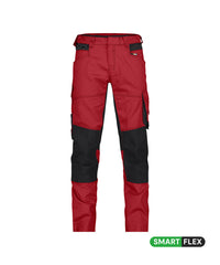 Dynax Women 201001 werkbroek met stretch en kniezakken voor dames - rood-0683-zwart