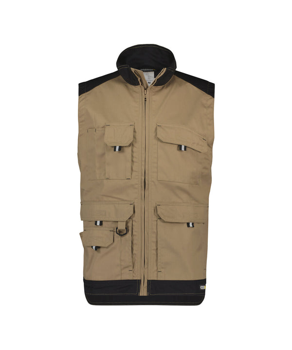 Faro 350077 tweekleurige mouwloze werkvest - Beige/Zwart