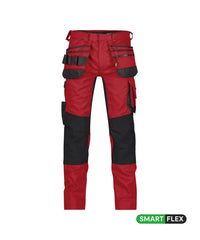 Flux 200975 holsterzakkenbroek met stretch en kniezakken - Rood/Zwart