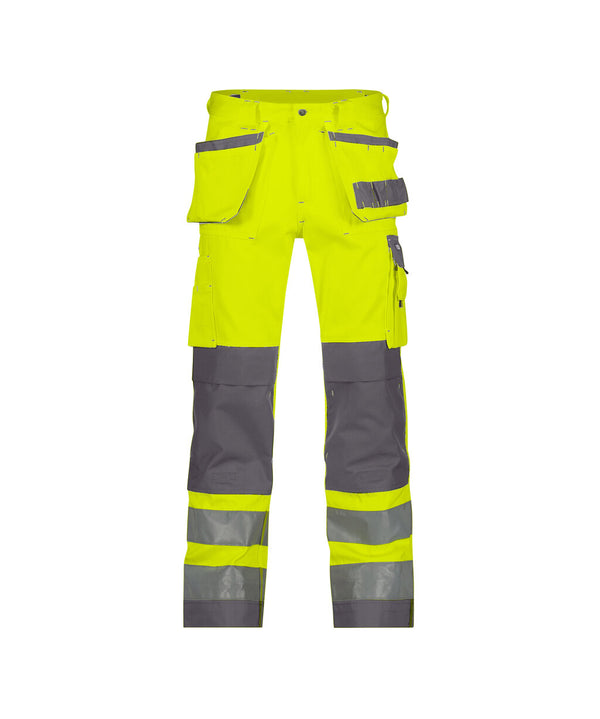Glasgow 200899 hogezichtbaarheidsholsterzakkenbroek met kniezakken - Fluogeel/Cementgrijs