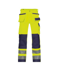 Glasgow 200899 hogezichtbaarheidsholsterzakkenbroek met kniezakken - Fluogeel/Marineblauw