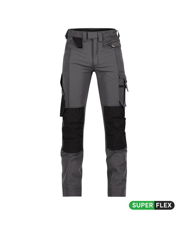 Impax 201038 stretch werkbroek met kniezakken - Antracietgrijs/Zwart