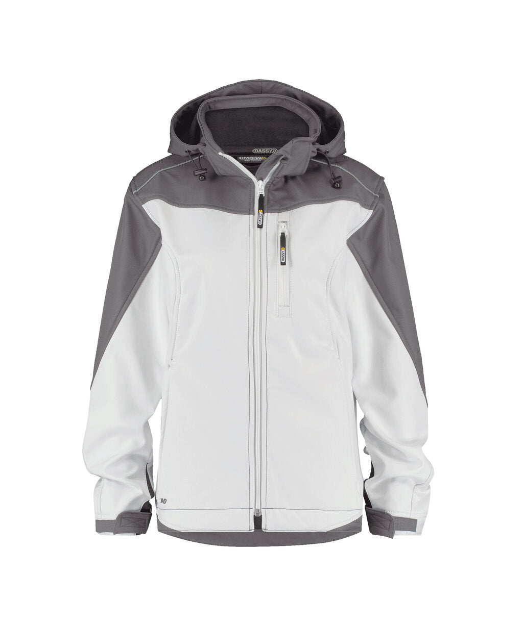 Jakarta Women 300435 tweekleurige softshelljas voor dames - wit-cementgrijs