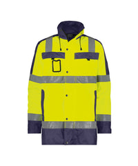 Limasol 500132 hogezichtbaarheidswinterparka - Fluogeel/Marineblauw