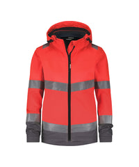 Malaga Women 300466 hogezichtbaarheidssoftshelljas voor dames - Fluorood/Cementgrijs