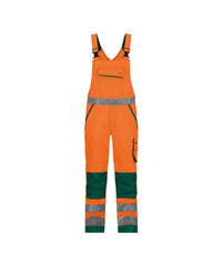Malmedy 400156 hogezichtbaarheidsbretelbroek met kniezakken - Fluo-oranje/Flessengroen
