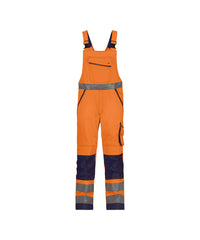 Malmedy 400156 hogezichtbaarheidsbretelbroek met kniezakken - Fluo-oranje/Marineblauw