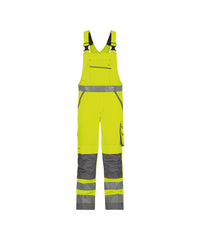 Malmedy 400156 hogezichtbaarheidsbretelbroek met kniezakken - Fluogeel/Cementgrijs