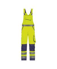 Malmedy 400156 hogezichtbaarheidsbretelbroek met kniezakken - Fluogeel/Marineblauw