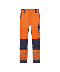 Odessa 200984 zomer hogezichtbaarheidsbroek met kniezakken - Fluo-oranje/Marineblauw