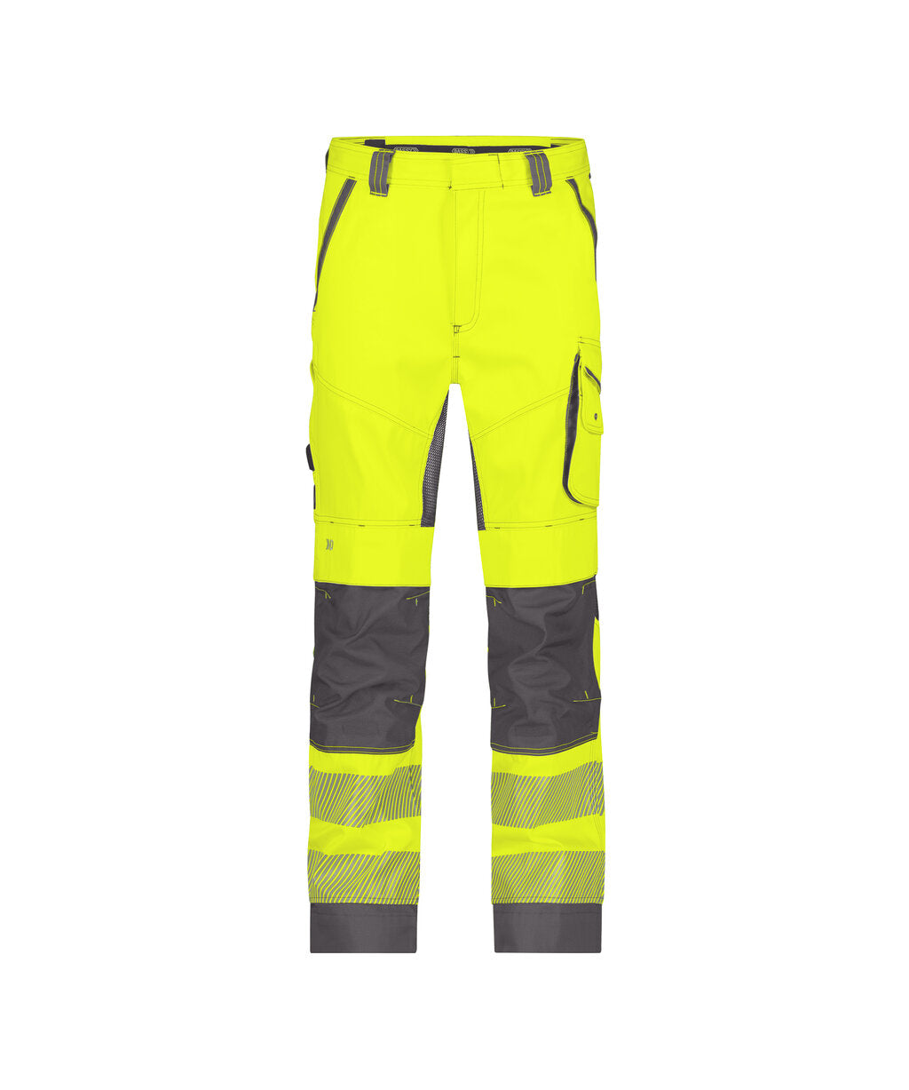 Odessa 200984 zomer hogezichtbaarheidsbroek met kniezakken - Fluogeel/Cementgrijs