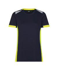 Tampico Women 710070 t-shirt voor dames - Nachtblauw/Fluogeel