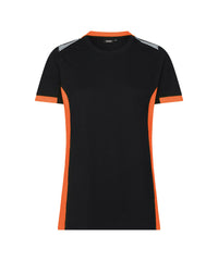 Tampico Women 710070 t-shirt voor dames - Zwart/Fluo-oranje