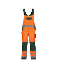 Toulouse 400127 hogezichtbaarheidsbretelbroek met kniezakken - Fluo-oranje/Flessengroen