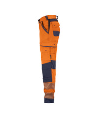 Aruba Women 201081 stretch hogezichtbaarheidsbroek met kniezakken voor dames - Fluo-oranje/Marineblauw