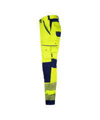 Aruba Women 201081 stretch hogezichtbaarheidsbroek met kniezakken voor dames - Fluogeel/Marineblauw