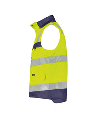 Bilbao 350100 hogezichtbaarheidsbodywarmer - Fluogeel/Marineblauw