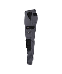 Boston Women 200669 tweekleurige werkbroek met kniezakken voor dames - cementgrijs-zwart