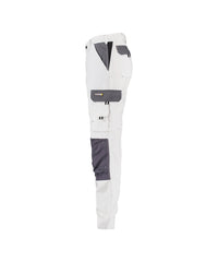 Boston Women 200669 tweekleurige werkbroek met kniezakken voor dames - wit-cementgrijs