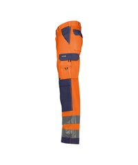 Buffalo 200431 hogezichtbaarheidsbroek met kniezakken (PESCO74) - Fluo-oranje/Marineblauw