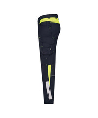 Canton 201126 werkbroek met stretch en kniezakken (PESCO41) - Nachtblauw/Fluogeel