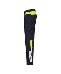 Canton Women 201136 werkbroek met stretch en kniezakken voor dames - Nachtblauw/Fluogeel