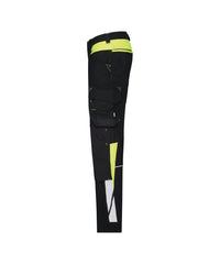 Canton Women 201136 werkbroek met stretch en kniezakken voor dames - Zwart/Fluogeel