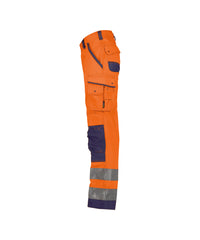 Chicago 200807 hogezichtbaarheidsbroek met kniezakken - Fluo-oranje/Marineblauw